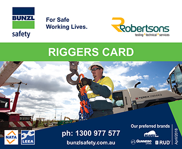 Bunzl Safety Riggers Card 2018 | Bunzl Safety AU