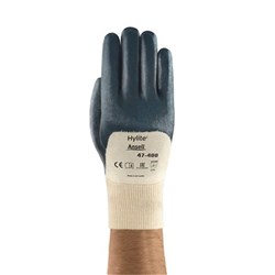 Glove Ansell Hylite 47-400-9 Interlock Cott 3/4 Dip Nit Blue Dip 9  Pair