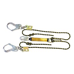 B-Safe Shock Absorbing Twin Lanyard with Kernmantle Rope And Al Snap/Scaffold Hooks