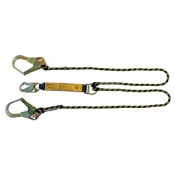B-Safe Shock Absorbing Twin Lanyard with Kernmantle Rope and Snap/Scaffold Hooks