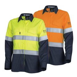 Bool Workwear Ladies PPE2 Fire Resistant Hi-Vis Shirt with Reflective Tape