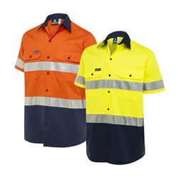 WS Workwear Koolflow Mens Button-Up Shirt with Reflective Tape