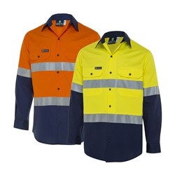 WS Workwear Horizontal Vented Mens Hi-Vis Button-Up Shirt with Reflective Tape