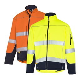 WS Workwear Hi-Vis Water Resistant Soft Shell Jacket with Reflective Tape