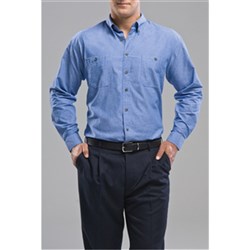 Biz Collection Mens Chambray Wrinkle Free Long Sleeve Shirt