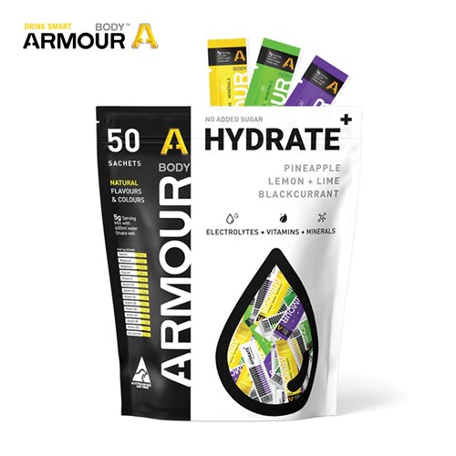 Body Armour Hydrate+Hypotonic Sachets - Mixed (50 pack) 50 Sachets Pack / 30 packs CTN