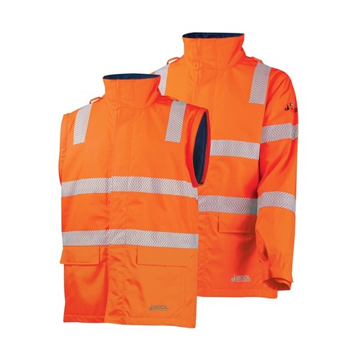 BOOL BW1340T4 FR Hi-Vis Parka w/ Zip-Off Sleeves & FR Tape