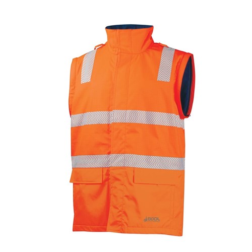 BOOL BW1340T4 FR Hi-Vis Parka w/ Zip-Off Sleeves & FR Tape