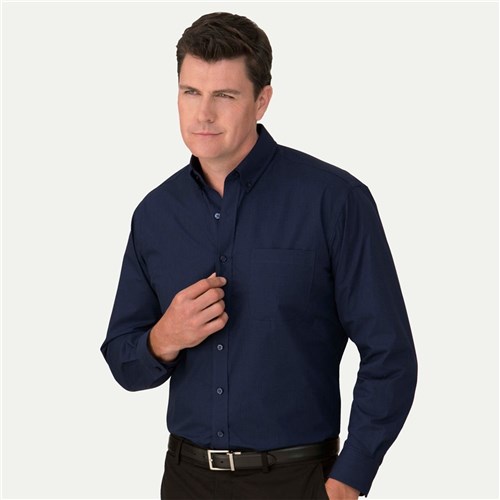 City Collection Mens Micro Check Button-Up Long Sleeve Shirt