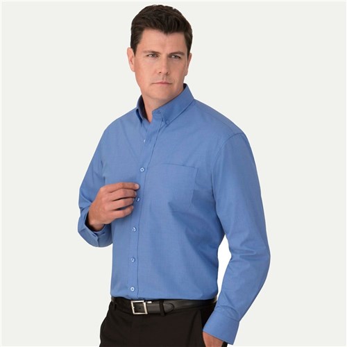 City Collection Mens Micro Check Button-Up Long Sleeve Shirt