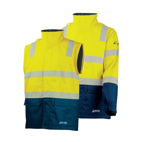 BOOL FR Hi-Vis Parka with Zip Off Sleeves&Segmented FR Tape