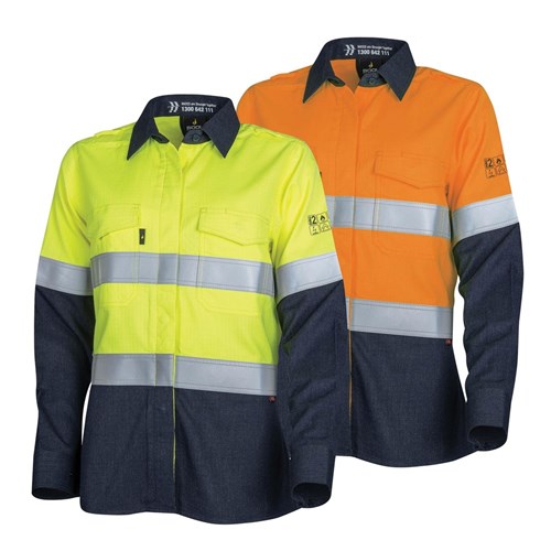 Bool Workwear Ladies PPE2 Fire Resistant Hi-Vis Shirt with Reflective Tape