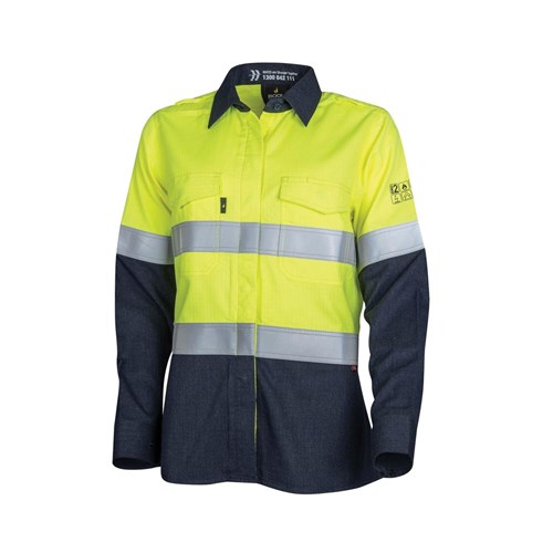 Bool Workwear Ladies PPE2 Fire Resistant Hi-Vis Shirt with Reflective Tape