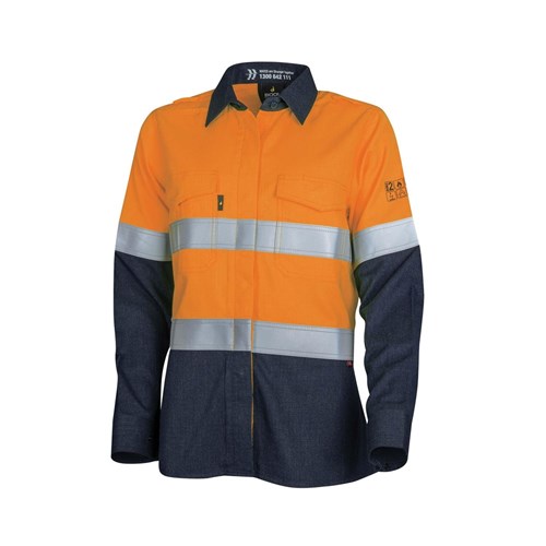 Bool Workwear Ladies PPE2 Fire Resistant Hi-Vis Shirt with Reflective Tape