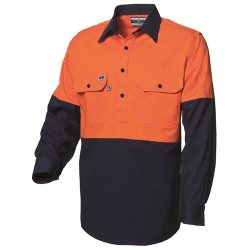 WS Workwear Mens Hi-Vis Half-Button Drill Shirt