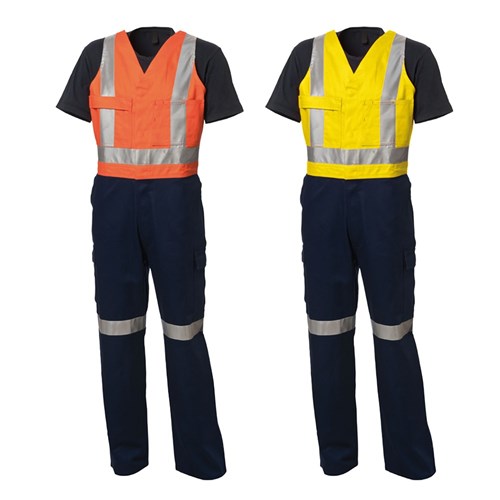 WS Workwear Mens Action-Back Drill Overall with Reflective Tape