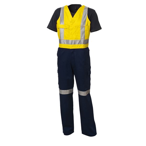 WS Workwear Mens Action-Back Drill Overall with Reflective Tape