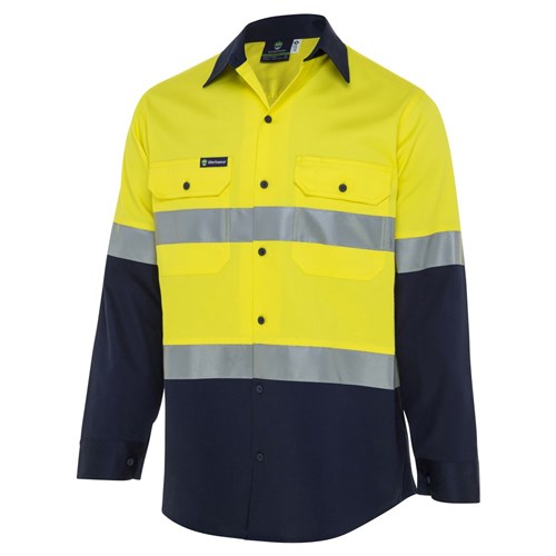 WS Workwear Hi Vis Button Up Shirt with Reflective Tape 