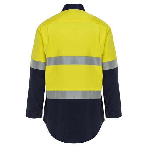 WS Workwear Mens Hi-Vis Half-Button-Up Shirt with Reflective Tape
