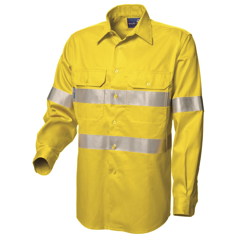 WS Workwear Mens Hi-Vis Button-Up Shirt with Reflective Tape - | Bunzl ...